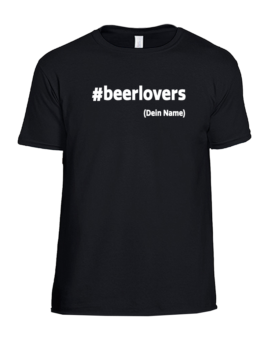 T-Shirt #beerlovers mit Personalisierung [schwarz]